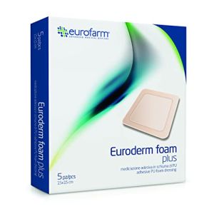 Euroderm Foam Plus-Polyurethane Hydrocellular Foam Dressing with Adhesive Border (15 cm x 15 cm)