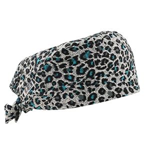 Medical Scrub Cap Unisex 100% Cotton – Full Coverage (Beige and Green Leopard)