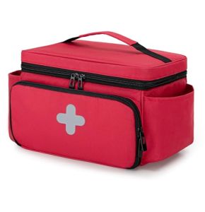 CURMIO Sac Familial de Rangement pour Médicaments, Organisateur de Premiers Secours pour Trousses Médicales d'Urgence, Étui Vide, Rouge