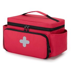 CURMIO Sac Familial de Rangement pour Médicaments, Organisateur de Premiers Secours pour Trousses Médicales d'urgence, Étui Vide, Rouge