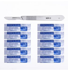 Set with 10 x Scalpel Blades no. 10 - Sterile Carbon Steel Blade and Figure no. 3 Stainless Steel Scalpel Handle
