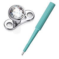 WARRIOR - Sterile Titanium G23 Crystal Dermal Anchor + Disposable Kai Medical Biospy Dermal Punch - Pro Dermal Piercing Kit (Ø 1.5mm, 1 Piece + 1 Dermal)