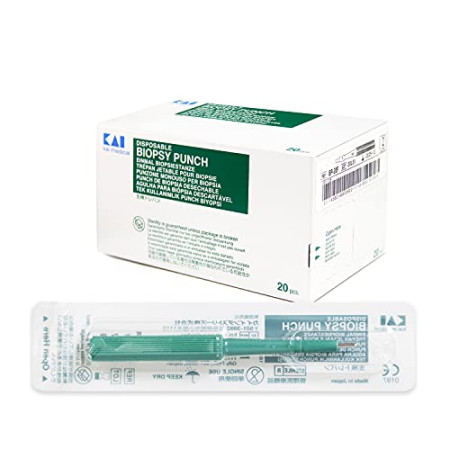Sterile Titanium G23 Crystal Dermal Anchor | Disposable Kai Medical Biospy Dermal Punch | Pro Dermal Piercing Kit (Ø 1.5mm, 20 pcs)