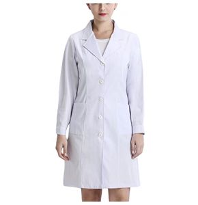 Blouse de Laboratoire Femme Blanche Coton - Blouse de Medicale Vêtements Manches Longues Blouse Avec Boutons et Poches pour Dentiste,étudiants,Ch...
