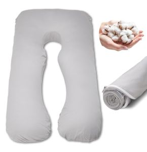 PinkFroggie 55/57in U-Shaped Pregnancy Pillowcase, 100% Cotton Removable Body Pillow Cover