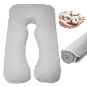 PinkFroggie 55/57in U-Shaped Pregnancy Pillowcase, 100% Cotton Removable Body Pillow Cover