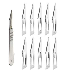 ABMRO #11 Scalpel Blades with #3 Handle for Dermatological, Dissection, Podiatry, and Professional Grooming