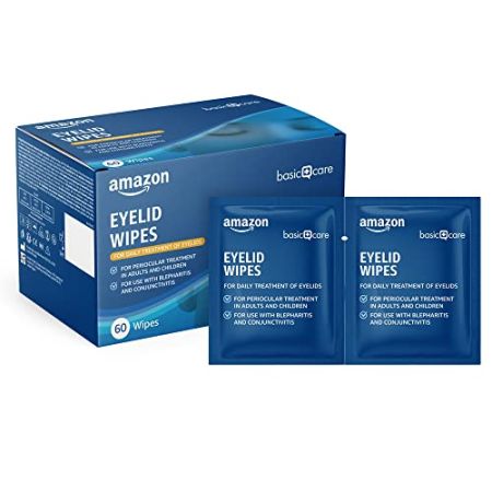 Amazon Basic Care Eyelid Cleansing Wipes, for Peri-ocular Treatment, 60 Units