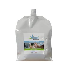 Vindi Désinfectant Solution Hydroalcoolique Menthe Poivrée - Bidon-Écorecharge de 2,5L - Fabrication Française - 76% d'Alcool - Désinfection