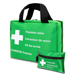 Trousse de secours 3 en 1 : Kit de premiers soins + Kit de survie (couverture, pierre à feu,...) + Extracteur de venin - 167 pcs - Idéale pour le...