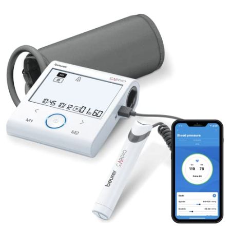 Beurer BM 96 Cardio Tensiomètre avec fonction ECG, mesure de la tension artérielle et du pouls au bras, pour la détection de la fibrillation aur...