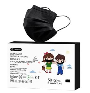 Lots De 50 + 2 Masques Chirurgicaux Médicaux Enfant Noir