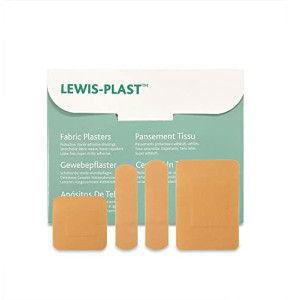 Lewis-Plast Premium Assortiment de Pansements en Tissu Respirant - Boîte de 100 Pansements Étanches de Qualité Médicale - Convient pour Tous Ty...