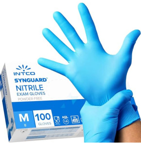 Intco Medical – Lot de 100 gants médicaux jetables en nitrile indéchirable – sans latex et sans poudre pour une parfaite tolérance cutanée