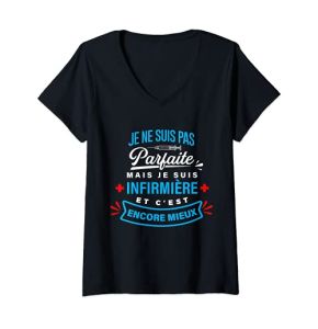 Femme Infirmière C'est Encore Mieux Cadeau Humour Infirmière T-Shirt Avec Col En V