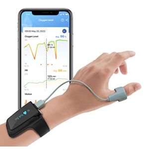 Wellue Moniteur de Sommeil au Poignet - Oxymètre de Pouls Bluetooth | Niveau de Saturation en O2 et Fréquence Cardiaque Pendant la Nuit