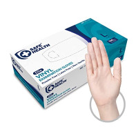 Safe Health Gants d'examen Jetables en Vinyle Taille L Transparent, Boîte de 100 gants, Sans poudre Sans latex Hypoallergéniques CE Certifiés, S...
