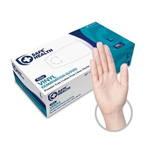 Safe Health Gants D'Examen Jetables en Vinyle Taille L Transparent, Boîte de 100 Gants, Sans Poudre, Sans Latex, Hypoallergéniques CE Certifiés