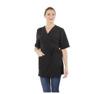 Hurry Jump Tunique de Travail Forme Kimono Poly Coton Noir Idéale Blouse Esthéticienne Tunique Spa Kimono Serge Noir T00-34