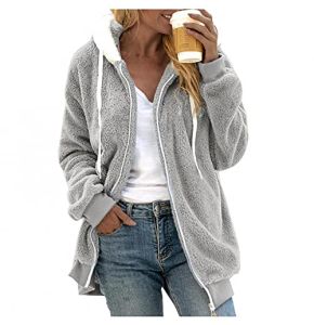 Ccoofhhc Veste Manteau Polaire Pour Femme Longue Chaude Légère Avec Capuche Matelassée En Peluche Idéale Pour L'Hiver Grande Taille