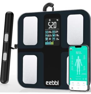 Digital Scale with Body Fat Sensor and App, Body Analyzer, Clinically Validated, With 8 High-Precision Sensors