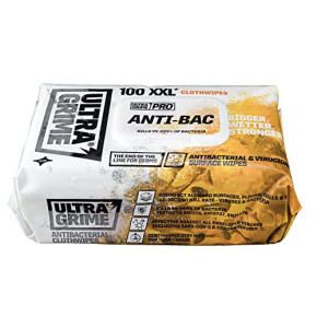 UltraGrime Pro Antibacterial Wipes - Disinfecting and Dirt Elimination on All Surfaces - 100 XXL Wipes, 38 cm x 25 cm