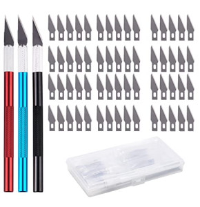 LAOYE Precision Cutter 3 Pcs Scalpel de Decoupe avec 60 Lames Rechange Fin Couteau de Précision Cutter Papier