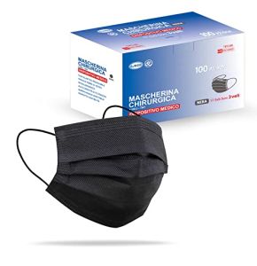 Stone&Stone Masques CHIRURGICAUX noir bleu certifiés CE Type IIR BFE ≥ 98% DISPOSITIF MÉDICAL 3 couches de protection chirurgical Ministère de...