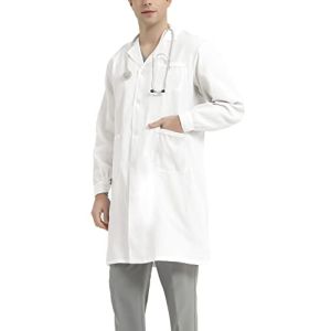 Dorimifa Blouse en Coton Chimie  Homme Blanche, Coton, Manche Longue Bouton Mince 3XL, Pour Médecin Et Kiné