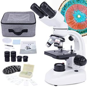 MAXLAPTER Binocular Microscope 40X-1000X for Adults and Children, Compound Microscope with Dual LED Lighting and Smartphone Eyepiece Adapter