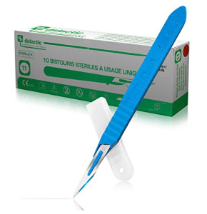 Disposable Scalpel Blade No.11 - Box of 10 Surgical Scalpels - Sterilized Professional Quality - Surgical Equipment