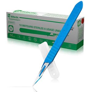 Scalpel Jetable Lame n°11 : Boîte de 10 Bistouris Médicaux Stérilisés