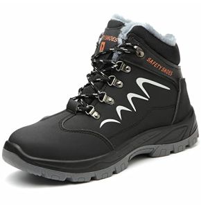 ZSDZSZ Men's Safety Shoes with Steel Toe Winter - Waterproof Leather Work Shoes