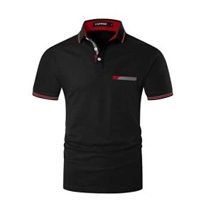 LIUPMWE Men's Polo, Short Sleeve, Casual Cotton Golf Black-35