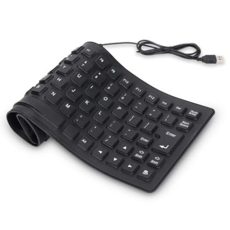 Agatige Clavier Pliable en Silicone USB 85 Touches, Clavier Souple Silencieux et étanche, Portable Clavier Filaire en Silicone Saisie Silencieuse ...