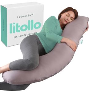Litollo Coussin de Grossesse pour Dormir - Coussin Allaitement pour Femme Enceinte - Coussin Grossesse Dormir en Coton - Coussin Maternité - Pregnancy Body Pillow (Forme J - Gris) Litollo Coussin de Grossesse pour Dormir - Coussin Allaitement pour Femme Enceinte - Coussin Grossesse Dormir en Coton - Coussin Maternité - Pregnancy Body Pillow (Forme J - Gris)