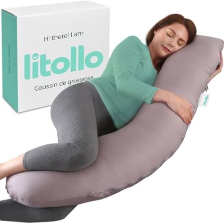 Litollo Coussin de Grossesse pour Dormir - Coussin Allaitement pour Femme Enceinte - Coussin Grossesse Dormir en Coton - Coussin Maternité - Pregn...