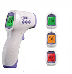 Thermometre Frontal Infrarouge médicale Thermomètre sans Contact pour Adulte Enfant bébé, Affichage LCD Mode avec indicateurs colorés Option sonore, et 32 mémoires.