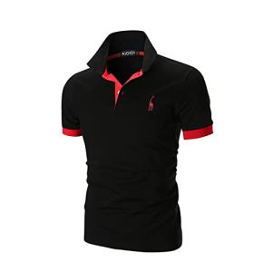 Aioidi Polo Coton À Manches Courtes Pour Homme Avec Broderie Girafe Rugby T-Shirt, Noir, 4xl