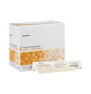 McKesson Non-Sterile Unflavored Wooden Tongue Depressor 15.2 cm Long Individually Wrapped 24-705-W 1 Box of 250/Box