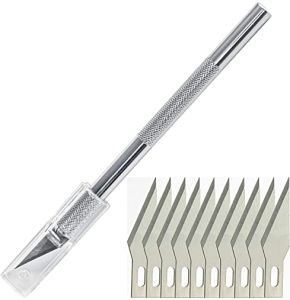 Grapelet Scalpel avec 5 Lames de Rechange - Cutter de Précision