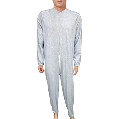 CRAVANA CRV Grenouillère pour Hommes et Femmes Seniors, 100 % Coton Frais, Estivale, Pyjama médicalisé fabriqué en Italie (22UOMO03, L)