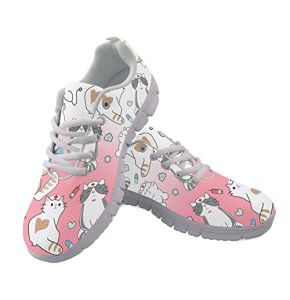 POLERO Nurse Shoes Pink Cat for Women Casual Sneakers