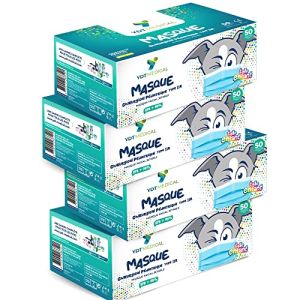 YDT Medical 4x50 Masques Chirurgicaux Enfants Jetables Haute Qualité TYPE IIR