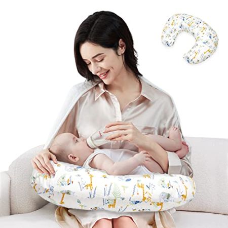 Multifunctional Nursing Cushion with 2 Cotton Covers - Comfort and Support for Baby