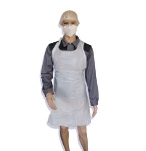 400 X Disposable Protective Apron, White PEBD, 20 Micron Thickness