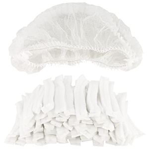 B-Well Feather Charlotte Cheveux Jetable Lot De 100 Bonnets Jetables Respirants Et Résistants Avec Bande Élastique (Blanc)