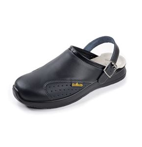 EuroRoutier Work Slipper, Sabots en Cuir avec Sangle Pivotant Ajustable et Boucle en Métal OB A-E-FO SRC (Numeric_43)