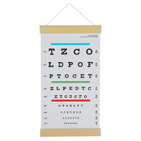 Snellen – Tableau oculaire pour examens des yeux avec cadre en bois pour décoration murale, toile de 38,1 x 20,3 cm avec lignes rouges et vertes...