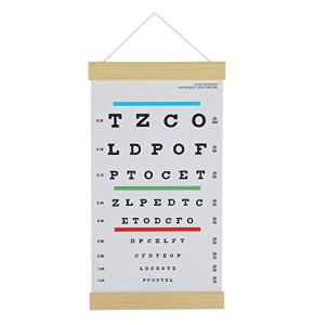 Snellen – Tableau oculaire pour examens des yeux avec cadre en bois pour décoration murale, toile de 38,1 x 20,3 cm avec lignes rouges et vertes...